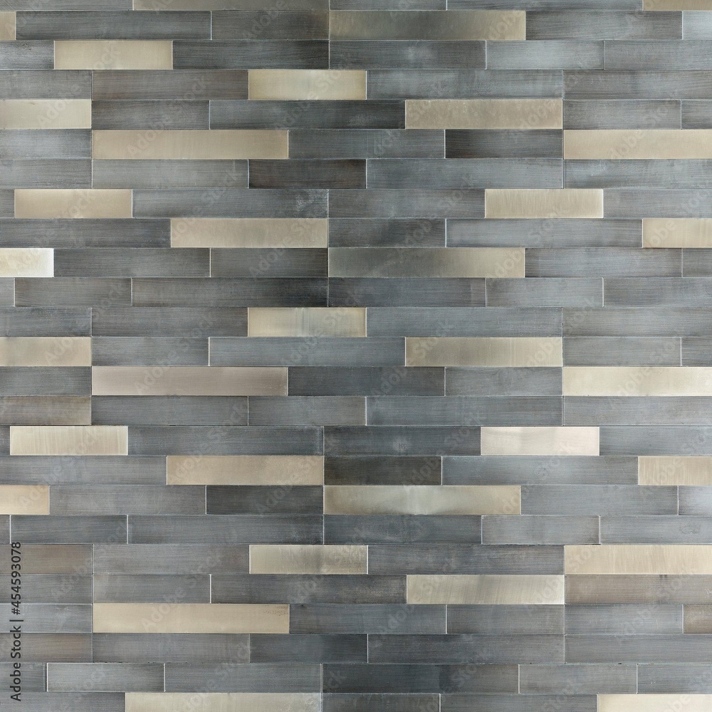 Obraz premium Mosaic brushed metal wall tile texture in silver and gold