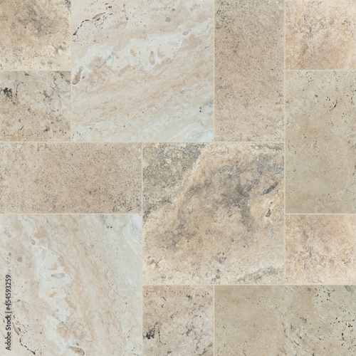 Seamless travertine stone floor tile texture photo