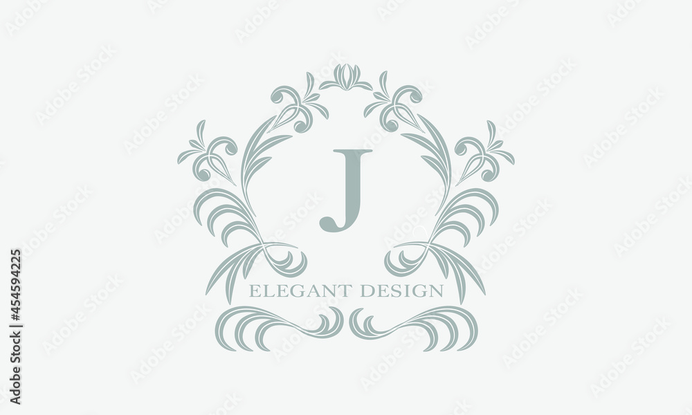 Monogram template with the initial letter J. Logo for cafe, bar, restaurant, invitation. Business style and brand of the company.