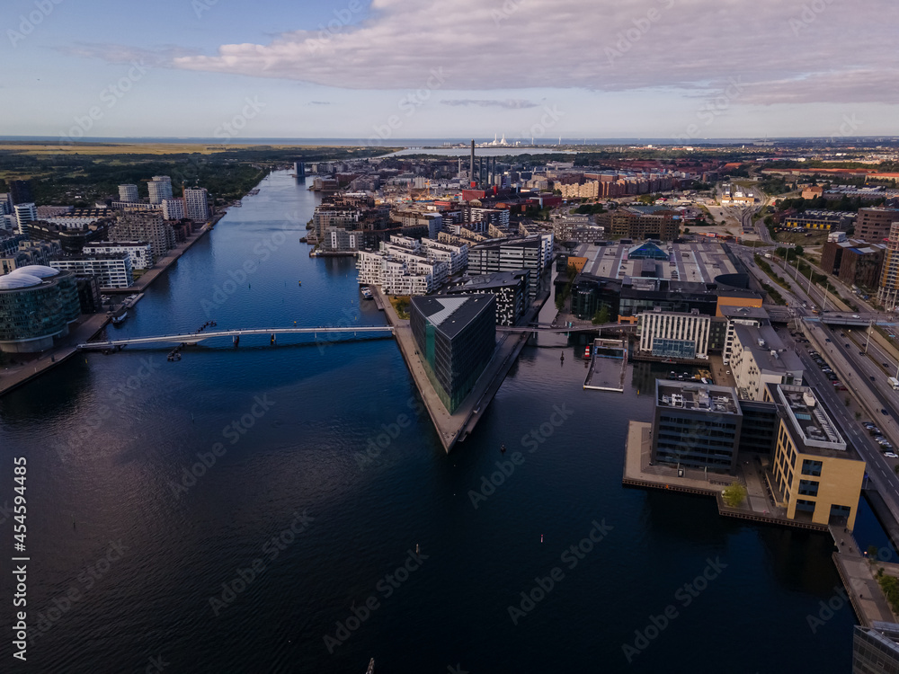 Obraz premium Beautiful aerial view of the Canal in Kobenhavns Havn