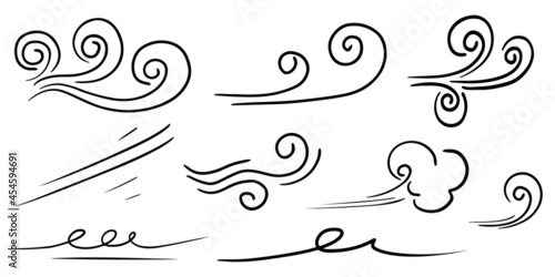Doodle of wind gust isolated on a white background. hand drawn  vector illustration.