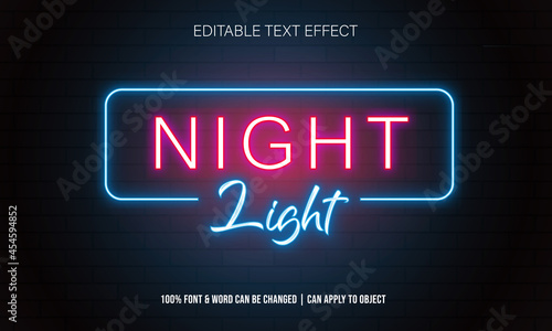 editable neon light text effect