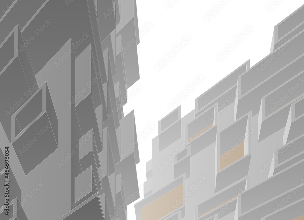 Obraz premium modern architecture building 3d illustration