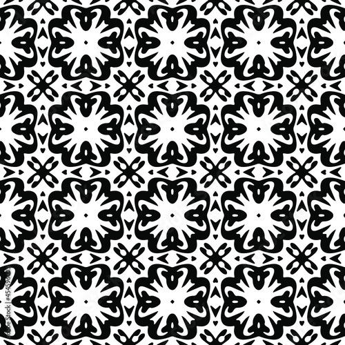 Seamless vector pattern in geometric ornamental style. Black and white pattern.