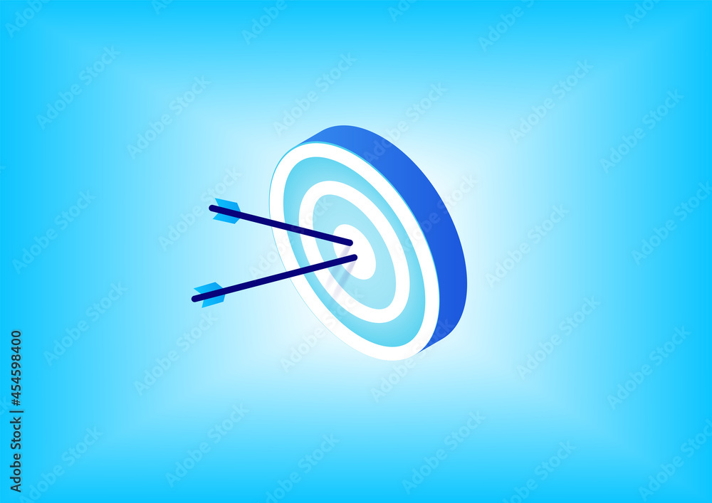 Target isometric 3d vector icon. Bulls-eye and target setting concept illustration. 