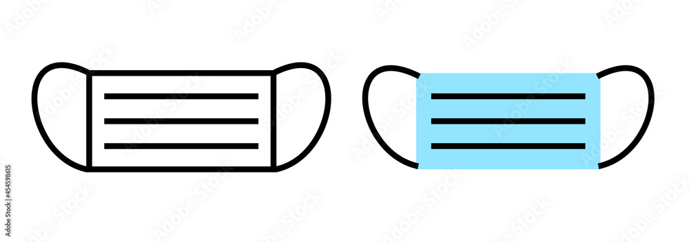 Medical face mask icon. Simple, abstract mask web, app illustration. White and blue mask. Medical face mask icon. Simple, abstract mask web, app illustration. White and blue mask.