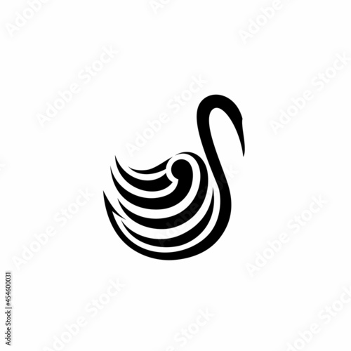 Goose or swan logo design using stripe black color