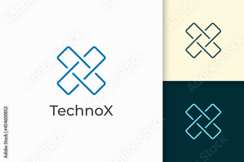 Modern letter X logo for technology company