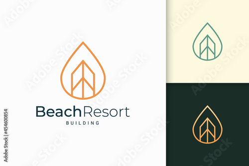 Waterfront apartment or property logo in simple line shape