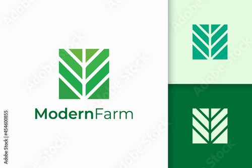 Modern farming or agriculture logo in abstract geometry shape