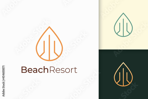 Waterfront apartment or property logo in simple line shape