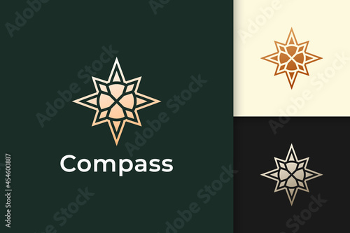Compass logo in modern and luxury style with gold color