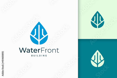 Waterfront apartment or property logo modern shape