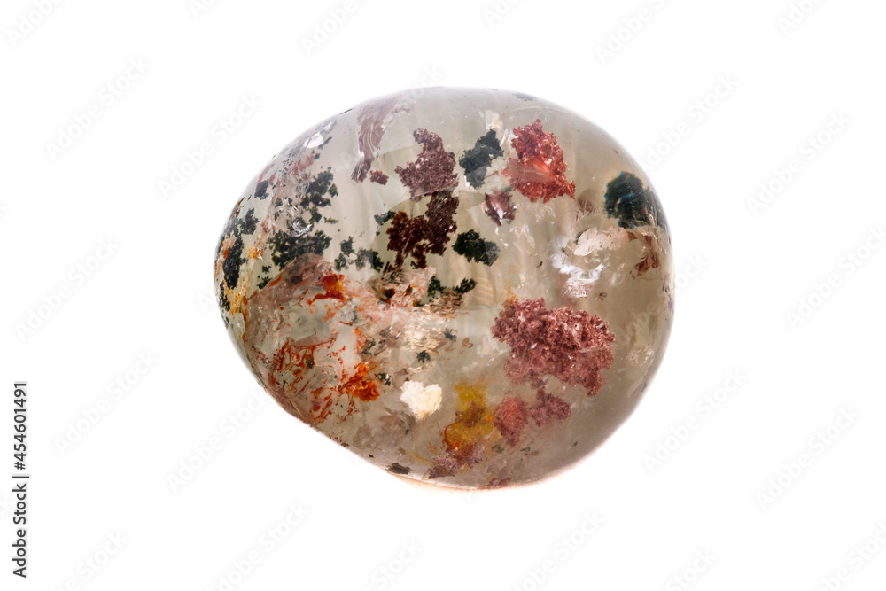 Macro mineral stone Quartz aquarium on a white background Macro mineral stone Quartz aquarium on a white background