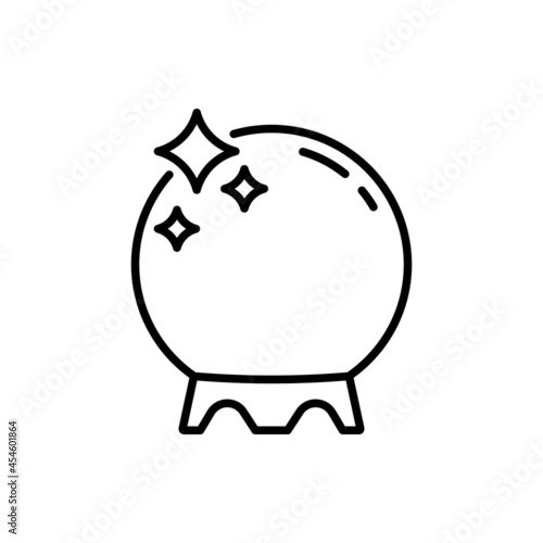 Halloween Crystal Ball Line Icon. Magic Ball for Predict and Guess Future Outline Pictogram. Globe for Wizard, Divination, Witchcraft, Astrology Icon. Editable Stroke. Isolated Vector Illustration