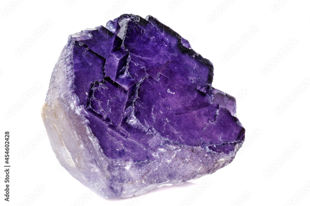 Macro mineral stone Fluorite on a white background Macro mineral stone Fluorite on a white background