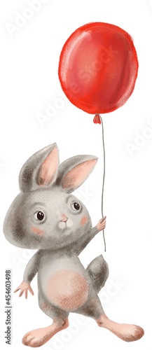 Cute watercolor bunny with a ball