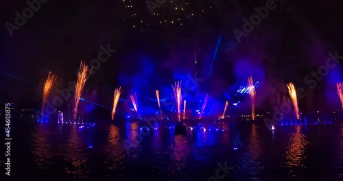 Orlando, Florida. August 29, 2021. Panoramic view of Fireworks show at Orlando (32). photo