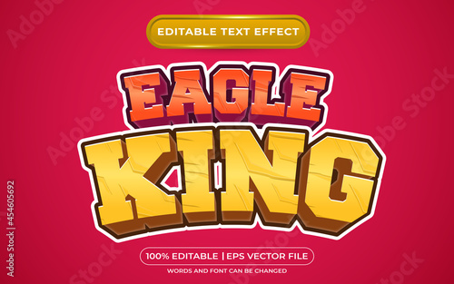 Editable text effect - eagle king 3d template on red background