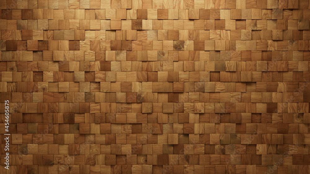 Natural Tiles arranged to create a 3D wall. Wood, Square Background formed from Soft sheen blocks. 3D Render Natural Tiles arranged to create a 3D wall. Wood, Square Background formed from Soft sheen blocks. 3D Render