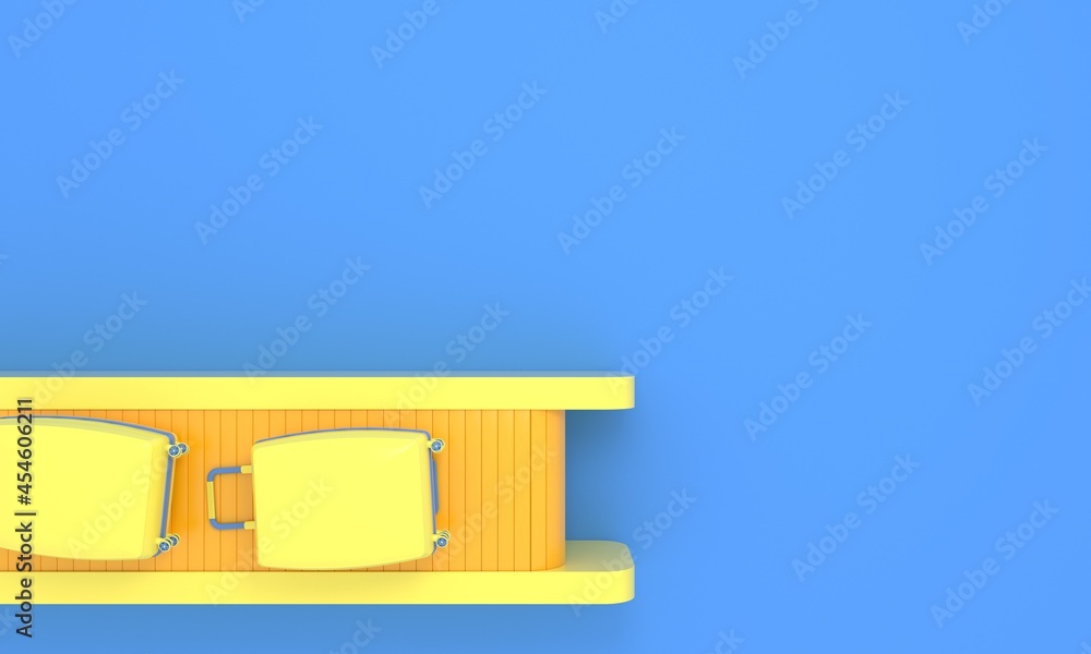3d image yellow luggage or baggage on airport conveyor belt minimal style travel concept space text 3d image yellow luggage or baggage on airport conveyor belt minimal style travel concept space text