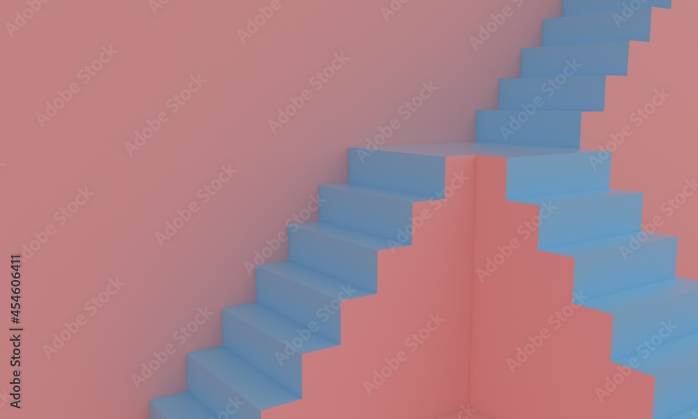 3d image of abstract wall and stairs background blue and pink pastel minimalistic style for poster 3d image of abstract wall and stairs background blue and pink pastel minimalistic style for poster