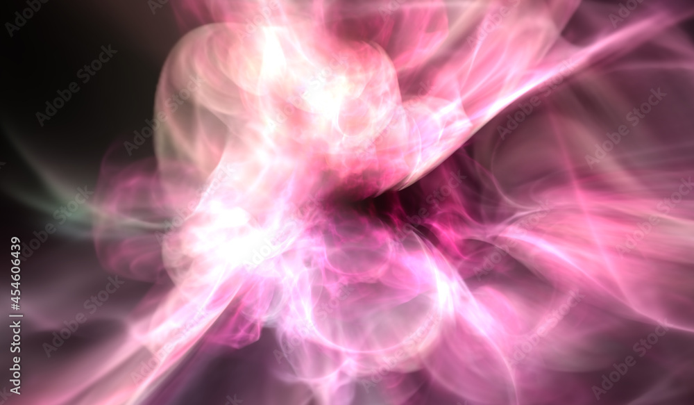 Pink abstract and mystical smoke background. Energy light flowing. Ethereal texture effect. Wavy pattern