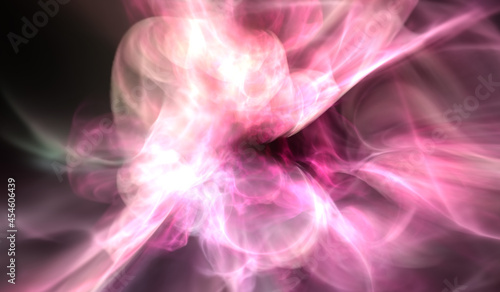 Pink abstract and mystical smoke background. Energy light flowing. Ethereal texture effect. Wavy pattern