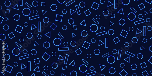 Mathematics shapes with neon effect, creative background