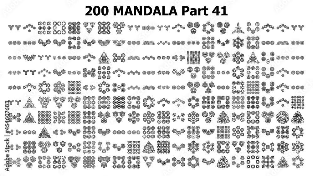 various mandala collections 200 Ethnic Mandala line pattern set Doodles freehand