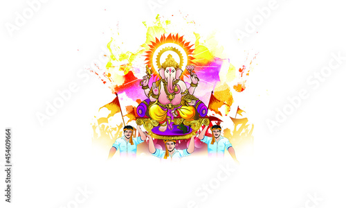Ganesh Chaturthi festival background. Indian Hindu God Ganesha Chaturthi worship and celebration.