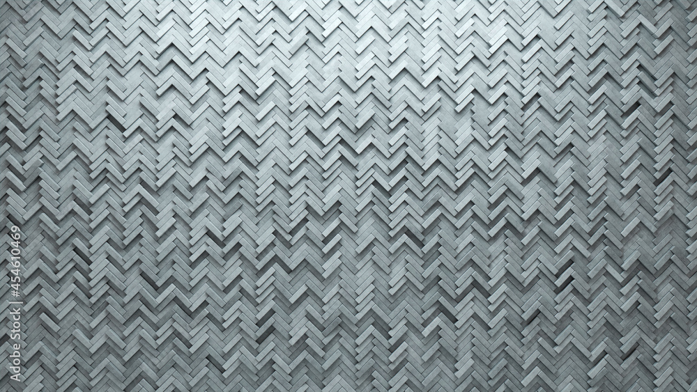 Herringbone Tiles arranged to create a Semigloss wall. Futuristic, 3D Background formed from Concrete blocks. 3D Render Herringbone Tiles arranged to create a Semigloss wall. Futuristic, 3D Background formed from Concrete blocks. 3D Render