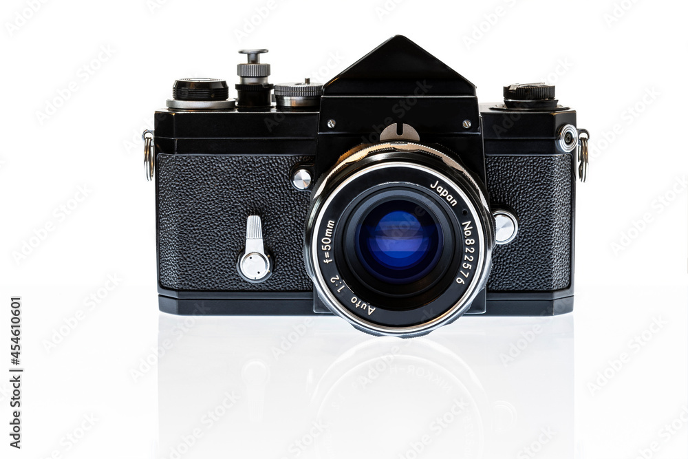 Professional 35mm Single-Lens Reflex Camera From the 1960’s With Reflection