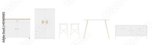 Vector minimalistic furnitures in flat style.