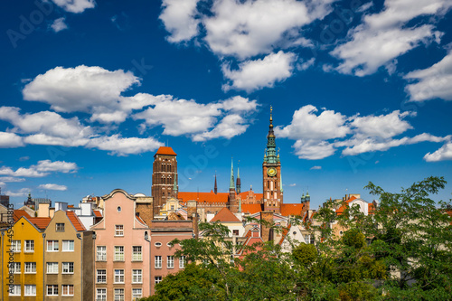 Beautiful architecture of the main city of Gdansk at summer. Poland