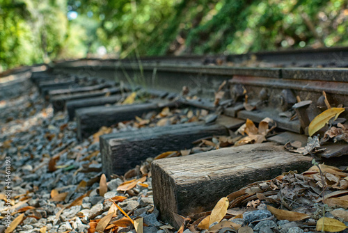 Fototapeta Naklejka Na Ścianę i Meble -  Wood ties and railroad tracks.