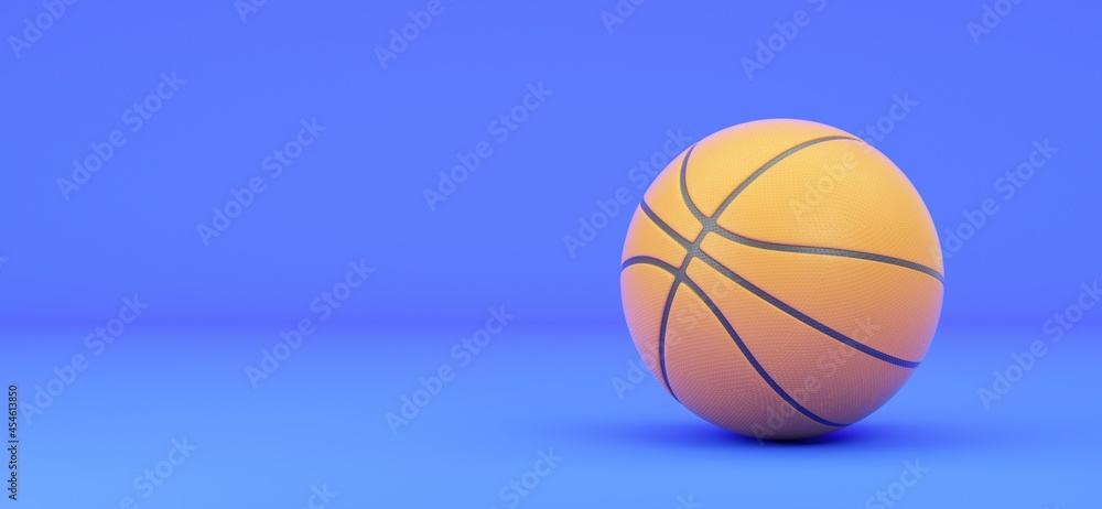 Basketball ball on blue background. 3d rendered illustration.