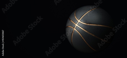 Black basketball ball with gold lines. 3d rendered illustration. © Михаил Богданов
