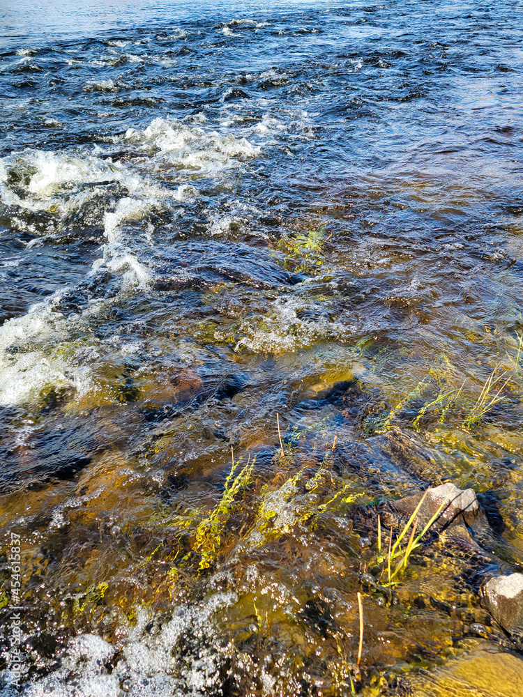 Close view of flowing water at Marsh Stream in West Winterport Maine