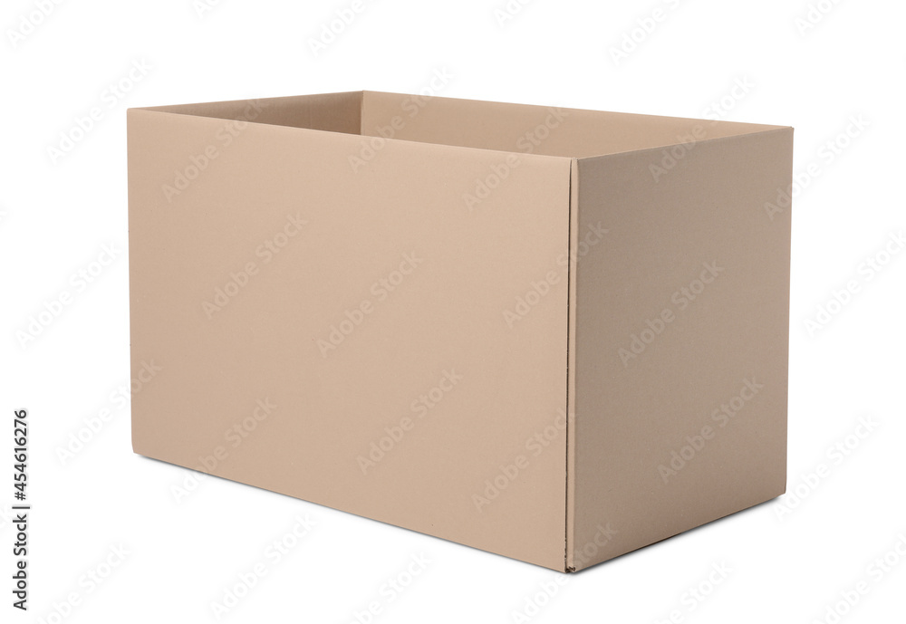 One open cardboard box isolated on white One open cardboard box isolated on white