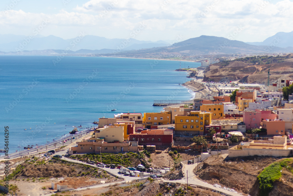 Image of the El Principe neighborhood with the Morocco-Spain border in the background.