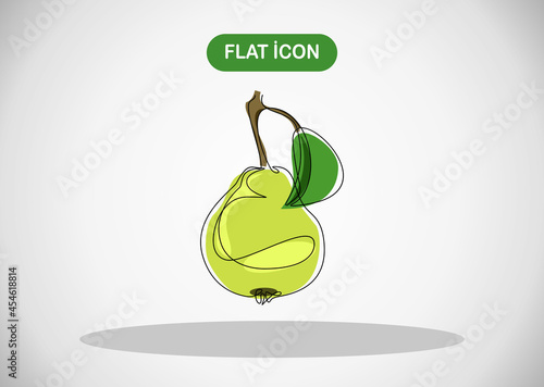 pear one line drawing fruit.graphic hand drawn style.