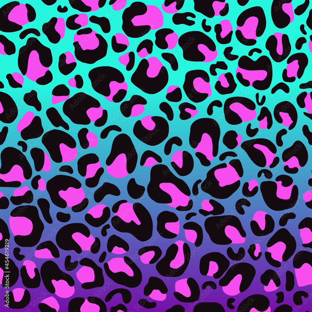Neon leopard animal print. Seamless leopard design for fabric and textile Stock Vector | Adobe Stock