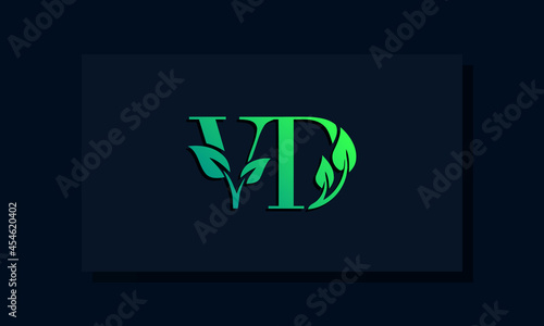 Minimal leaf style Initial VD logo