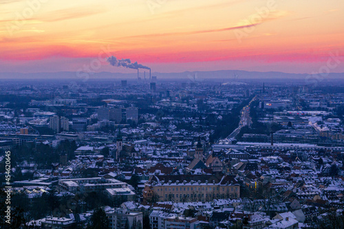 aerial view of the city Karlsruhe at sunset in winter © Hannes