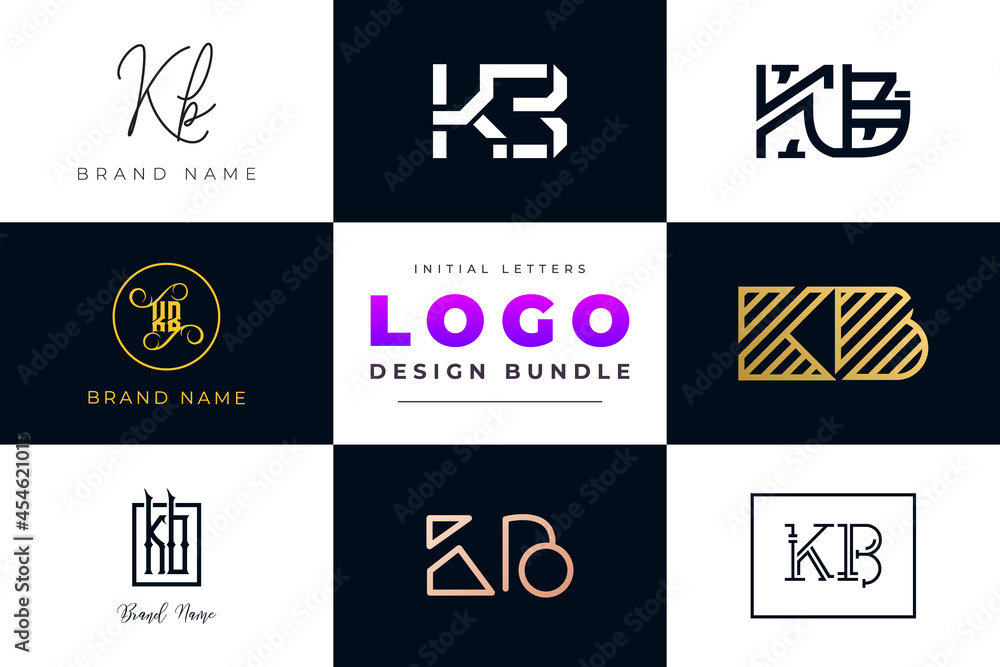 Set of collection Initial Letters KB Logo Design.