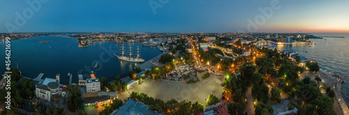 Evening Sevastopol panorama, aerial view of the Sevastopol bay and Nakhimov square photo