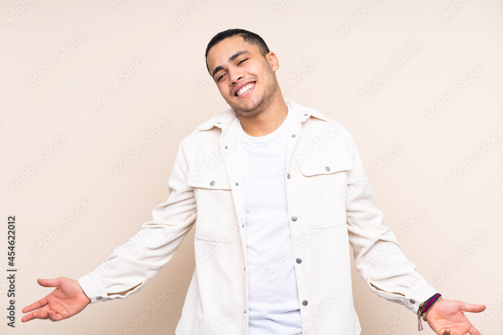 Asian handsome man over isolated background happy and smiling Asian handsome man over isolated background happy and smiling