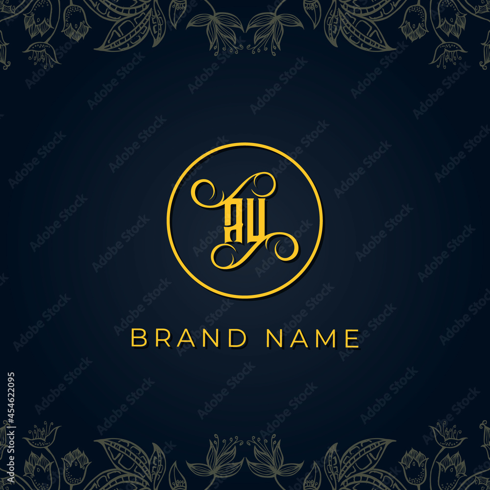 Royal luxury letter AU logo.
