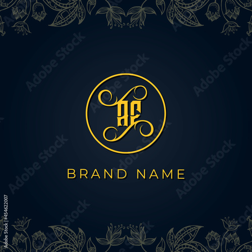 Royal luxury letter AF logo.